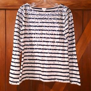 *J.CREW* Striped/Sequined L/S Top (Size Small)